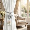 2PCS Adjustable Butterfly Curtain Tiebacks Curtain Holder Decorative Pearl Curtain Buckle Artificial Pearl Curtains Tie Rope