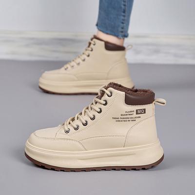 Флисовые хлопковые туфли, Женские нескользящие хлопковые ботинки, Высокие повседневные и универсальные зимние ботинки