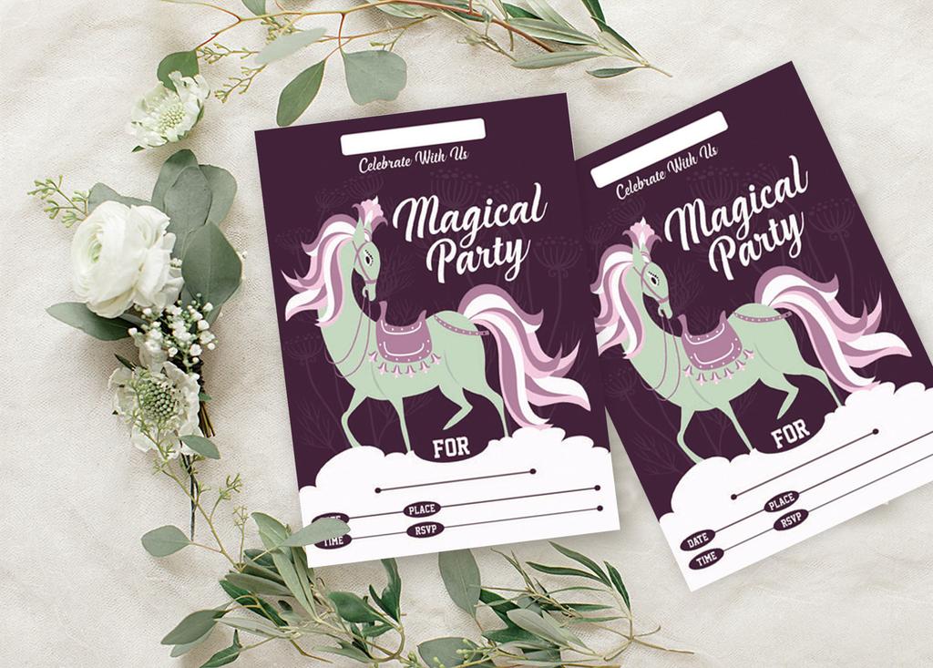 Darling Souvenir Фиолетовый пригласительный билет на день рождения для печати Заполните или напишите пустые приглашения Праздничные атрибуты Упаковка из 28 5 x 7