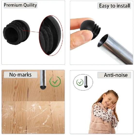 Round Tube Insert Plug Table Chair Leg End Caps Furniture Feet Pipe Tubing End Cap Dust Cover Blanking Bung Floor Protector