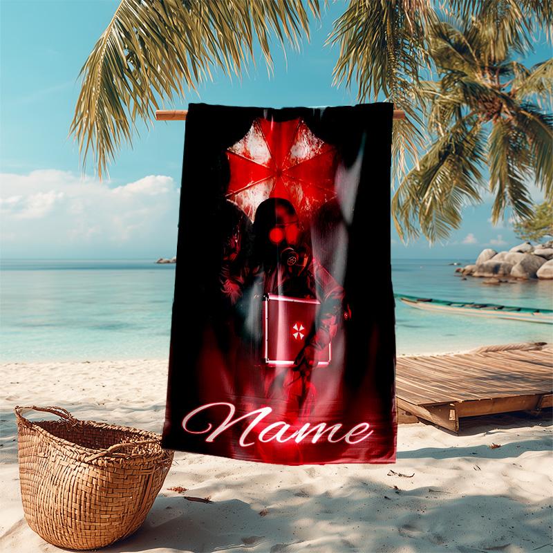 Personalized customized proof beach towel with resident Evil pattern - soft, absorbent,quick-drying,perfect swimming,camping&bathing