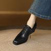 Мода 2025 Новые женские туфли-лодочки Весна Осень Офисные женские Повседневные Низкий каблук Удобная Натуральная кожа На шнуровке Туфли на высоком каблуке Женщина
