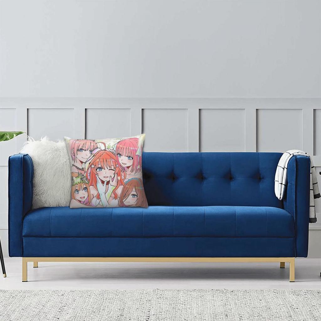 Аниме Квинтэссенциальные квинтюплеты Квадратная наволочка Чехол для подушки Декор для подушки Комфортная декоративная подушка для дома Спальни