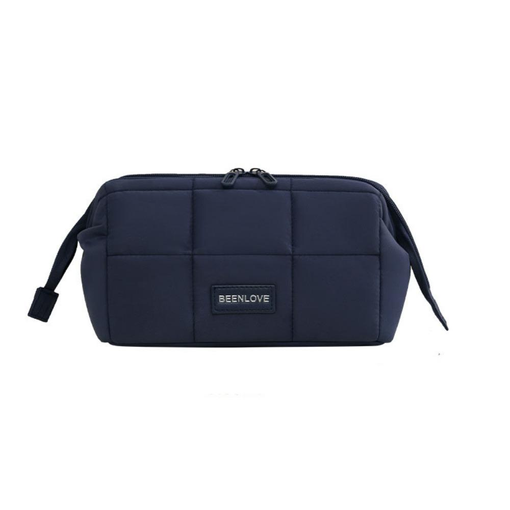 Wide-open Women Cosmetic Bag Puffy Padded Handheld Makeup Organizer Multifunction Large Capacity Toiletry Storage Bag Outdoor