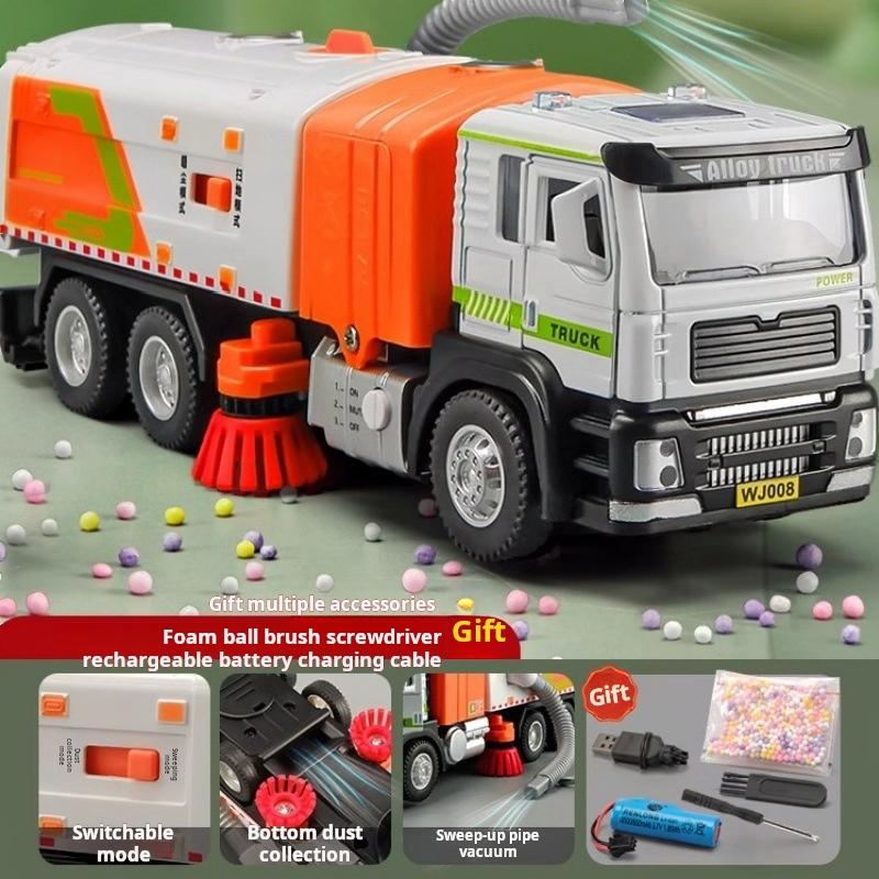 Alloy Sanitation Sweeper Model Simulation Vacuum Cleaner Boy Electric Sound And Light Universal Toy Car