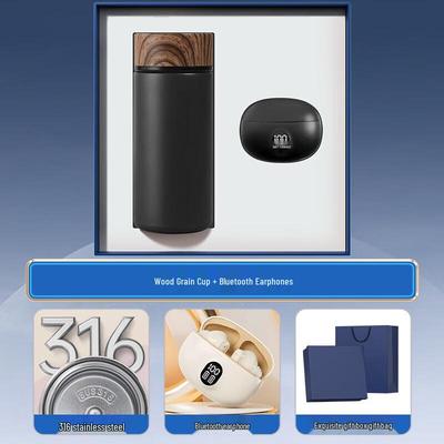 Умная термокружка и Bluetooth-наушники со светодиодной подсветкой, подарочный набор