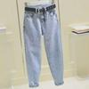 Women's Summer 2024 Light Blue High-Waisted Korean-Style Slimming Loose Straight Jeans