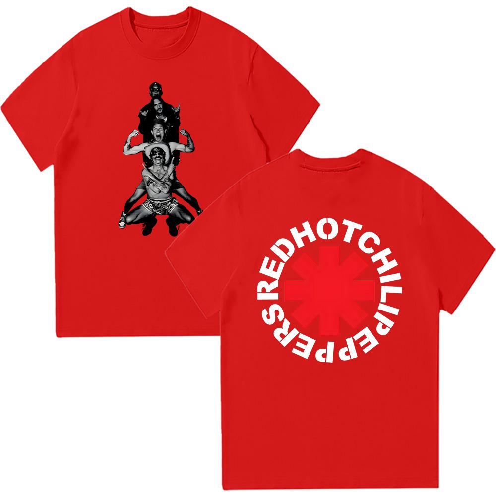 Хлопковые ретро футболки группы Red Hot Chili Peppers Мужская летняя повседневная дышащая одежда Унисекс футболка с коротким рукавом Комфортная футболка Y2K