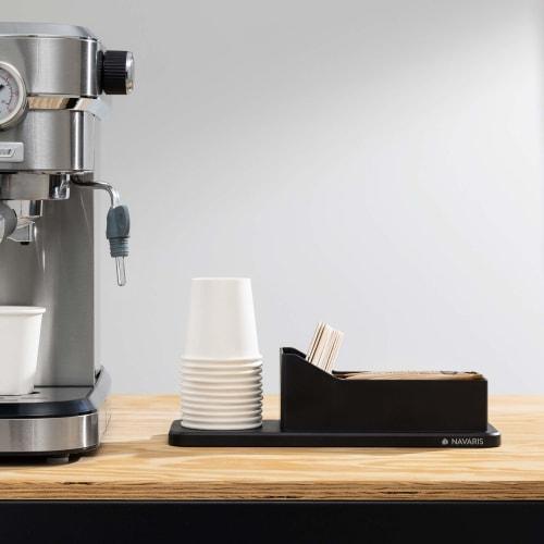 Navaris Organizer Cup Stand, Paper Cup Holder, Cup Dispenser - Coffee Station, Muddler, Tea Bag Storage, Black