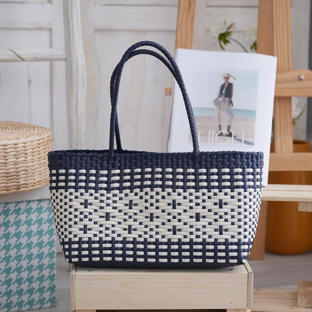 Vacation Style Weave Bag Hollow Out Plastic Handbag Trendy PVC Vegetable Basket Bag Shopping