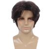 Натуральный мужской коричневый парик короткие черные волосы с челкой синтетические пушистые стильные мужские волнистые волосы для ежедневного использования в косплее термостойкое волокно