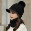 Autumn Winter Warm Hat Set Women's Knitted Duckbill Hat Rabbit Fur Thick Women's Hat Scarf Ear Protection Hat Two-piece Set Hats & Caps (women’s)