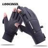 Loogdeel Лыжные перчатки с двумя пальцами Водонепроницаемые для занятий спортом на открытом воздухе Теплые Сноубордические Снежные Лыжные Перчатки с сенсорным экраном Нескользящие Мужские