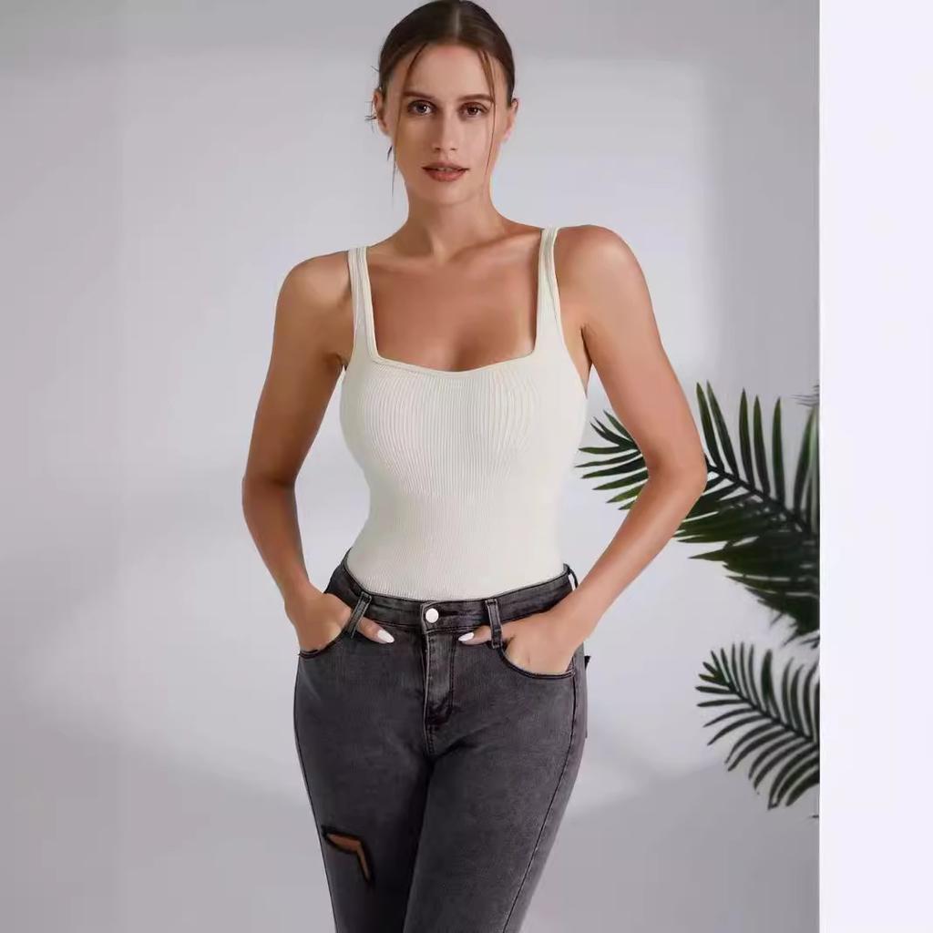 Женский боди в рубчик без рукавов, майка с треугольными чашечками для подтяжки и формирования живота, бесшовный спортивный и фитнес-костюм «все в одном» для йоги