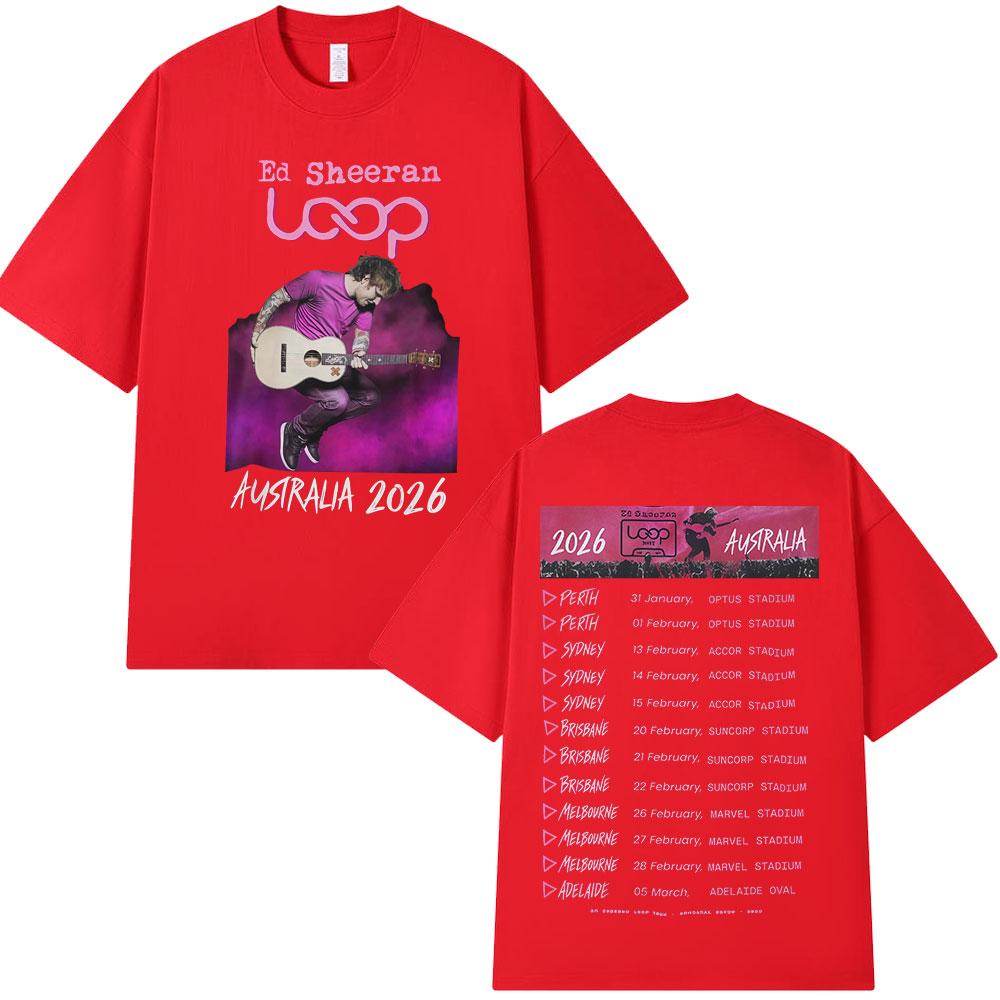 2026 Hot Sale Ed Sheeran Loop Tour Australia 2026 Tour Merch T-shirts Fans Gifts Men Women Clothing Fashion Hip Hop Cotton Oversized T Shirts Top