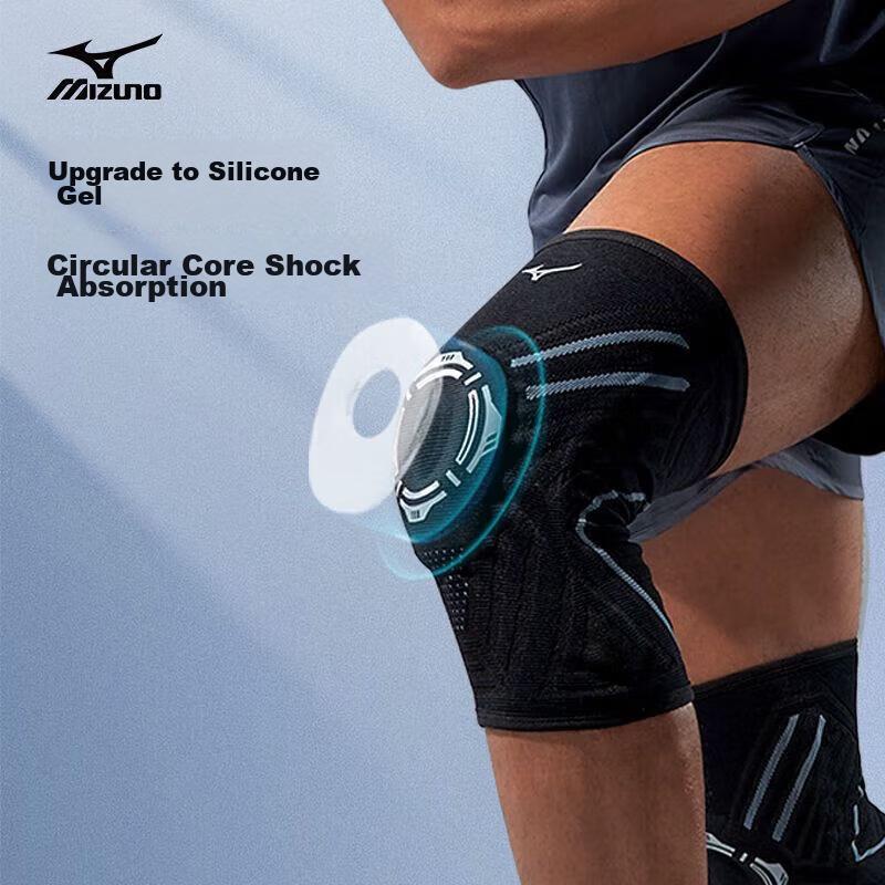 Mizuno Наколенник, подходящий для мужчин и женщин, Профессиональная спортивная защита для бега, бадминтона, пеших прогулок, баскетбола, Черно-серый, Размер L*2