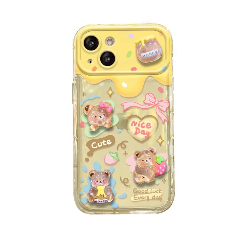 Цепочка-кукла Мишка Любовь Подходит для мобильного чехла Apple 15 IPhone 14/13pro Зеркало-книжка 11 Мультяшный