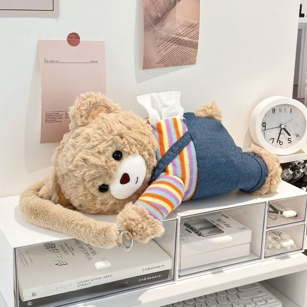 Cartoon Plush Bear Vehicle Tissue Bag Soft Plush Tissue Box Dispenser Towel Paper Holder  Kitchen