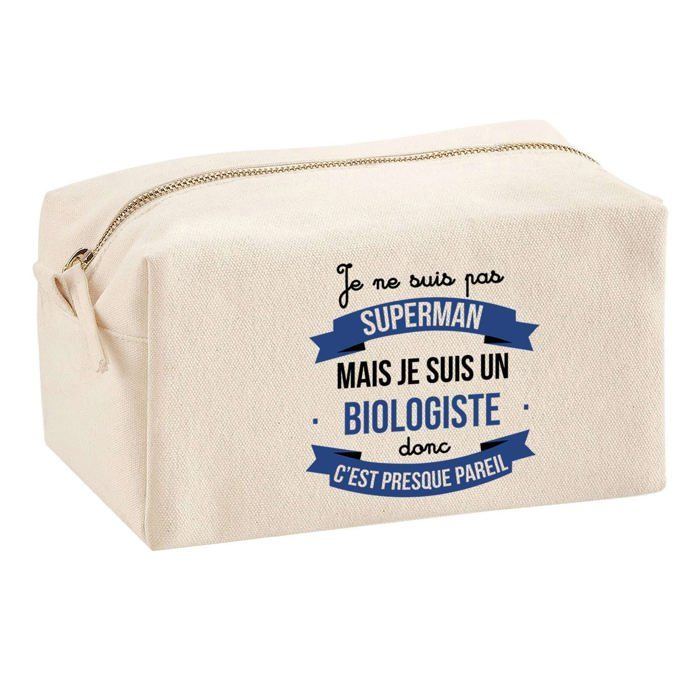 Trousse multifonction - PLANETEE - Personnalisée au prénom - Biologiste Superman - Coton - Fermeture zippée