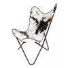 Black & White Cowhide Hair Leather Butterfly Chair Lounge Accent Relax Arm Chair