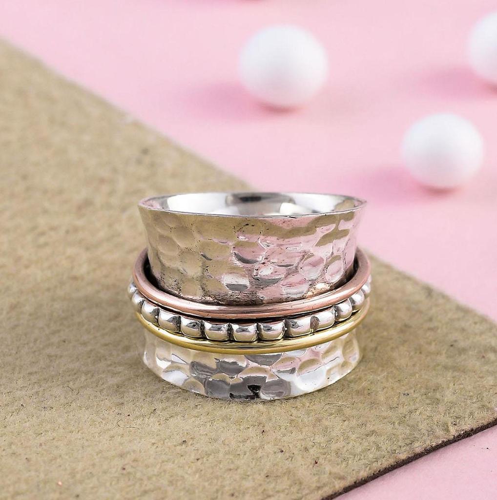 Кольцо-спиннер из стерлингового серебра 925 пробы, Вращающееся кольцо для медитации, Кольцо-спиннер ручной работы, Самое популярное кольцо-спиннер, Подарок ко Дню святого Валентина,