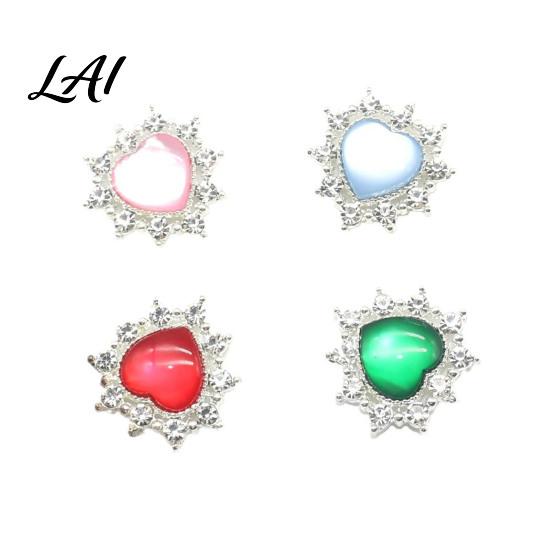 Clothing Decoration Crafts 2Pcs Cat Eye Alloy Rhinestone Gems Heart Faux Brooch Buttons 23mm Sparkling Flatbacks Flatback Gemstone Hearts