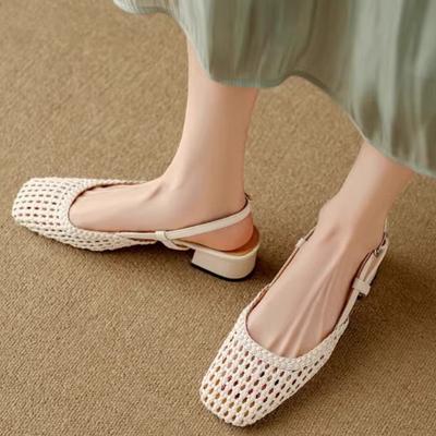 Мода 2024 года, новые осенние женские модные и удобные однотонные балетки с плетеной пряжкой