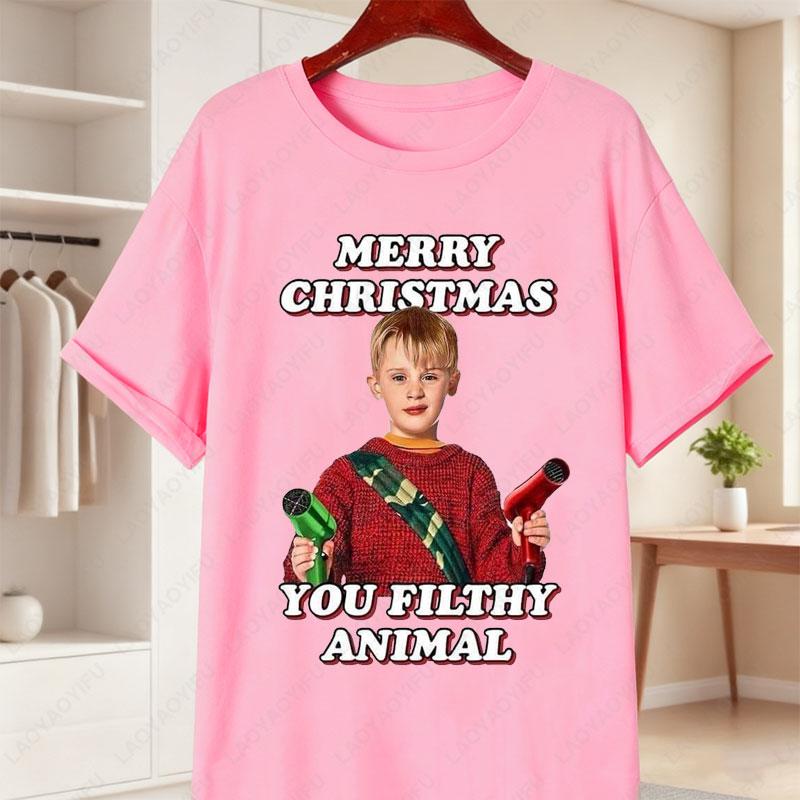 Home Alone Movie Cotton Unisexs TShirt Funny Kevin McCallister Gang Facepalm Print Tees Christmas Short Sleeve Casual Shirts