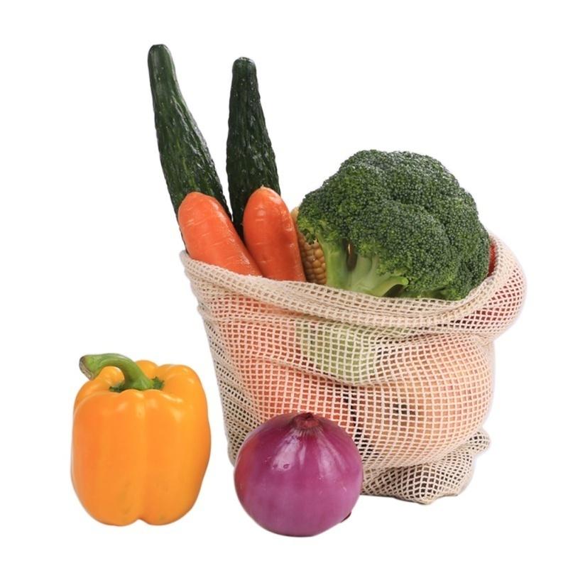 1Pcs/3Pcs(3Size) Reusable Product Bag Washable Environmentally Friendly Natural Cotton Mesh Bag
