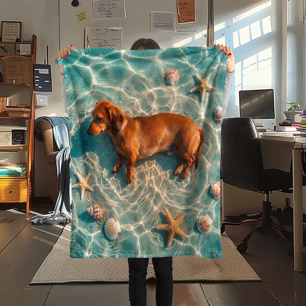 Sea water puppy kitten Print Flannel Blanket,High quality Comfortable for All Seasons,Home Decor,Warmth and Comfort,Perfect for Christmas Gifts