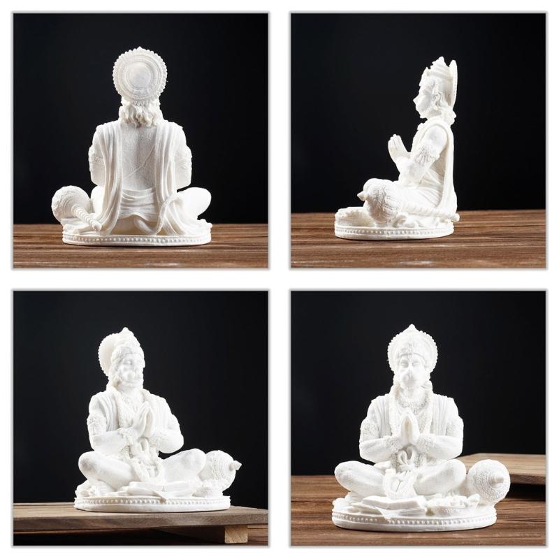 Изысканная статуэтка Ханумана Индуистская скульптура Бог силы Фигурка из смолы Настольное украшение для дома Украшение для храма