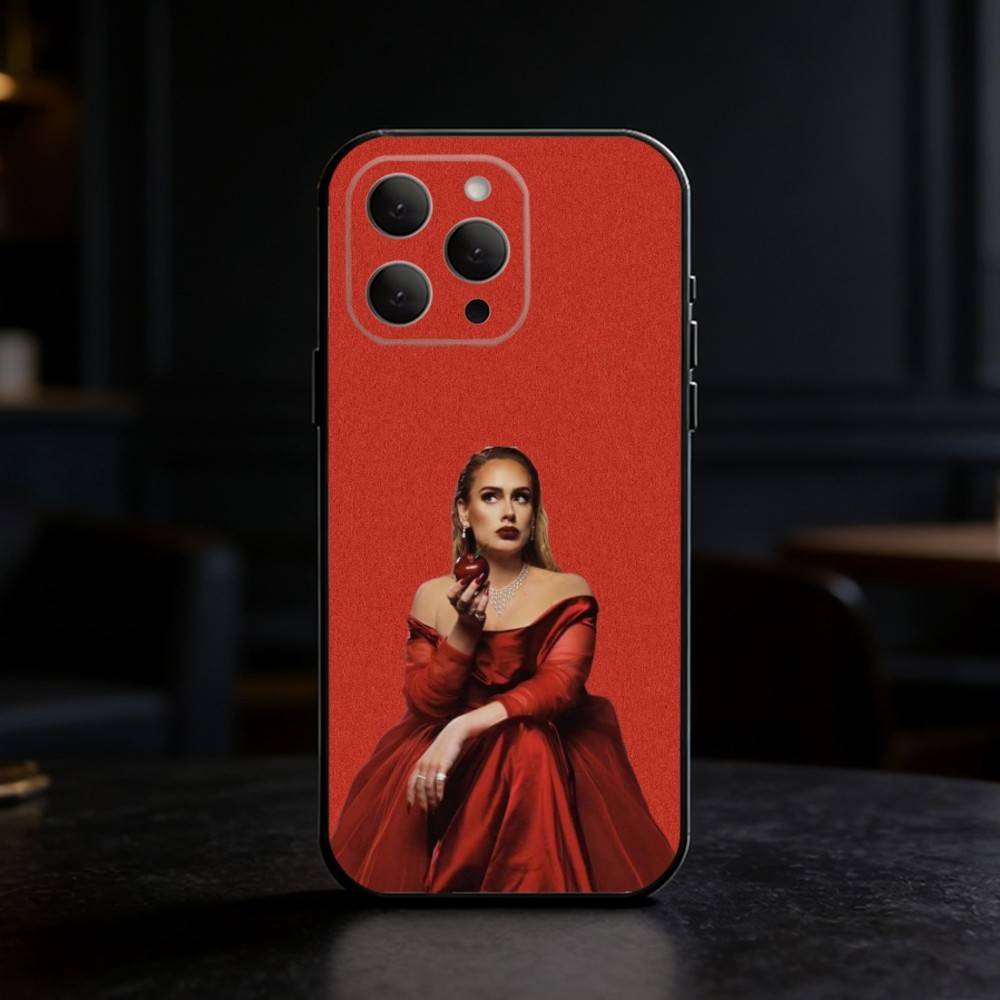 Чехол для телефона с Адель для iPhone 17, 16, 15, 14, 13, 12, 11 Plus, Pro Max, SE4 Мягкий силиконовый черный чехол