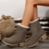 Faux Suede Thick Heels Snow Boots Women Winter Plus Size Short Plush Ankle Boots Woman  New Velvet Warm Short Booties Mujer