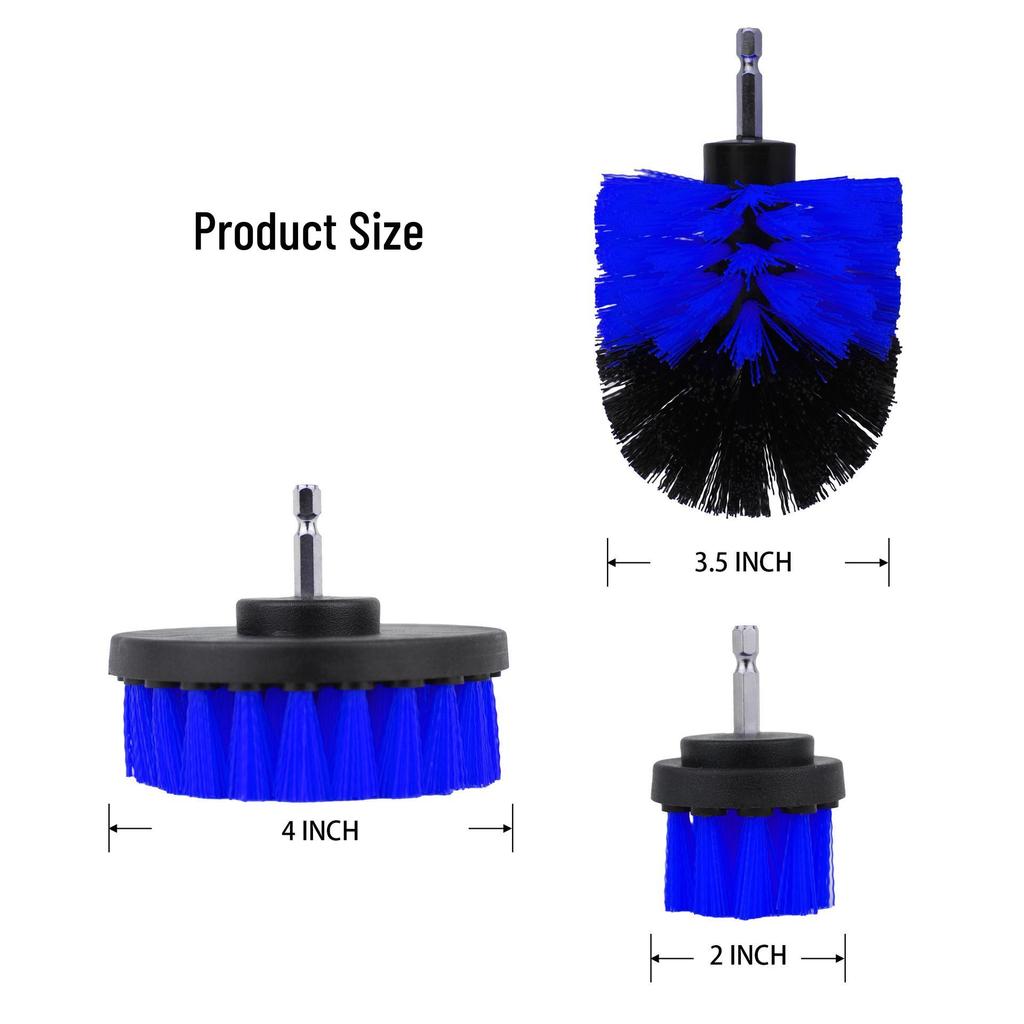 Набор щеток для дрели: Средство для чистки плитки и стекла для кухни, ванной комнаты, автомобильных дисков - Включает синий шарик и плоские щетки