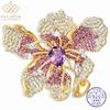 Wuiha 925 Sterling Sliver Lab Sapphire High Carbon Diamond Gemstone Brooch Brooches Collar Clip Corsage Cocktail Fine Jewelry