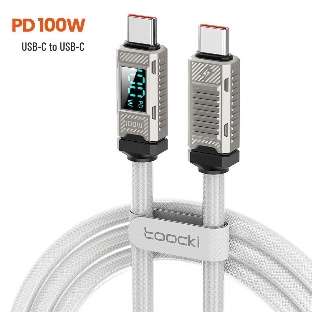 Toocki 100W PD Кибер-дисплей Кабель для быстрой зарядки для Apple, Huawei - Цинковый сплав