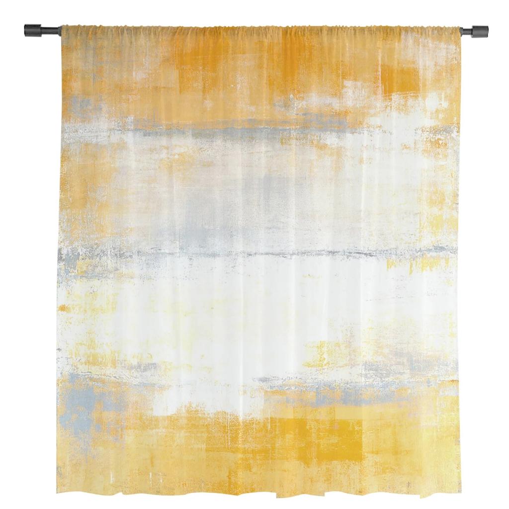 Абстрактные художественные желтые прозрачные шторы для гостиной, спальни, тюлевые занавески для кухни, вуаль, шторы, жалюзи, панели
