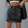 Модная женская сексуальная юбка из искусственной кожи, женская облегающая юбка с подъемом на бедрах, застегивающаяся на молнию, юбка до середины бедра, юбка с высокой талией, женские корейские юбки