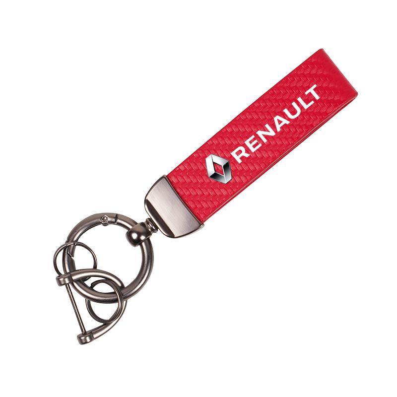 For Renault 2026 New Hub Caps 1Pcs Carbon Fiber Leather Car Keychain Key Ring Chain For Renault Clio Kadjar Koleos Megane Espace