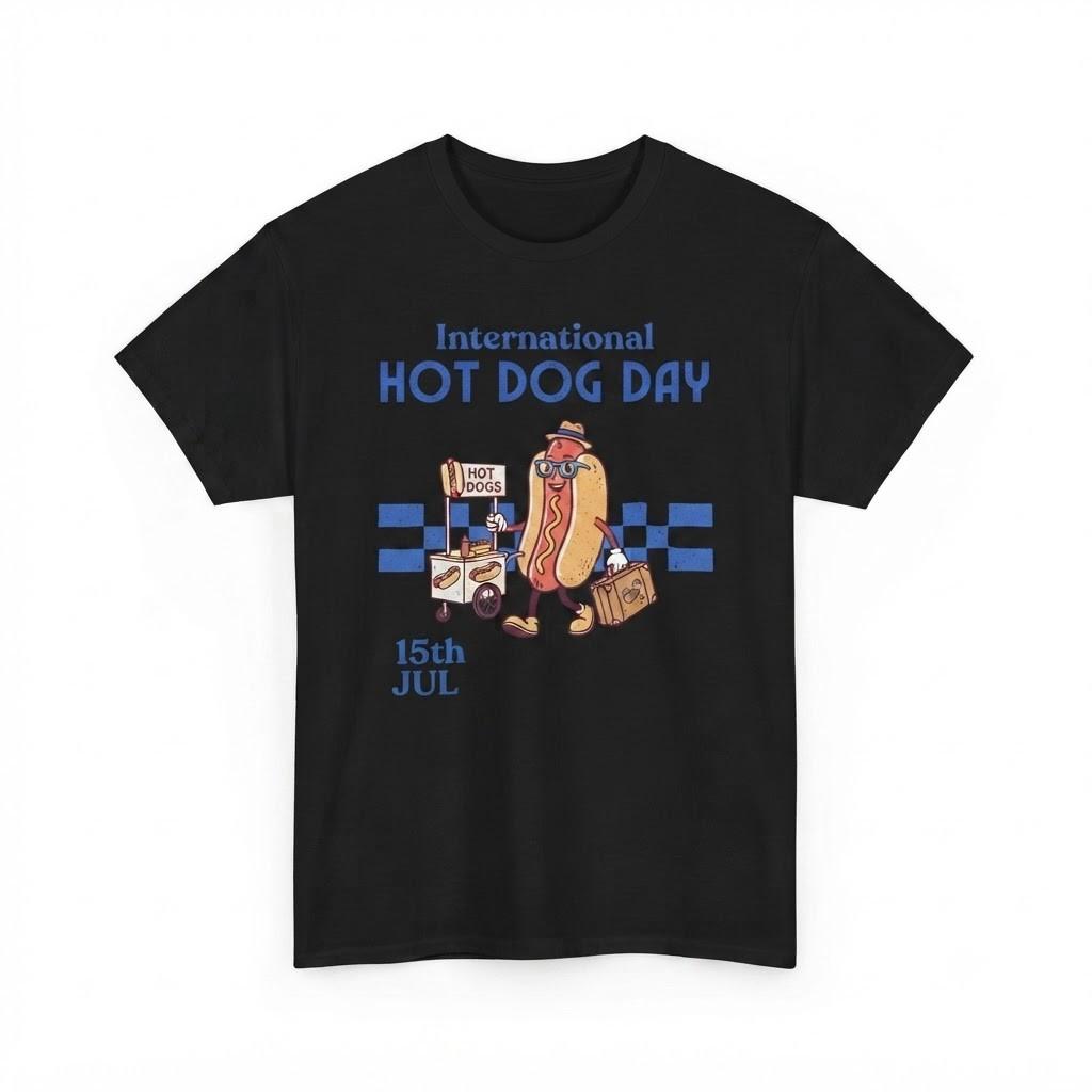 Hot Dog Cartoon Graphic World Street Food Black T Shirt