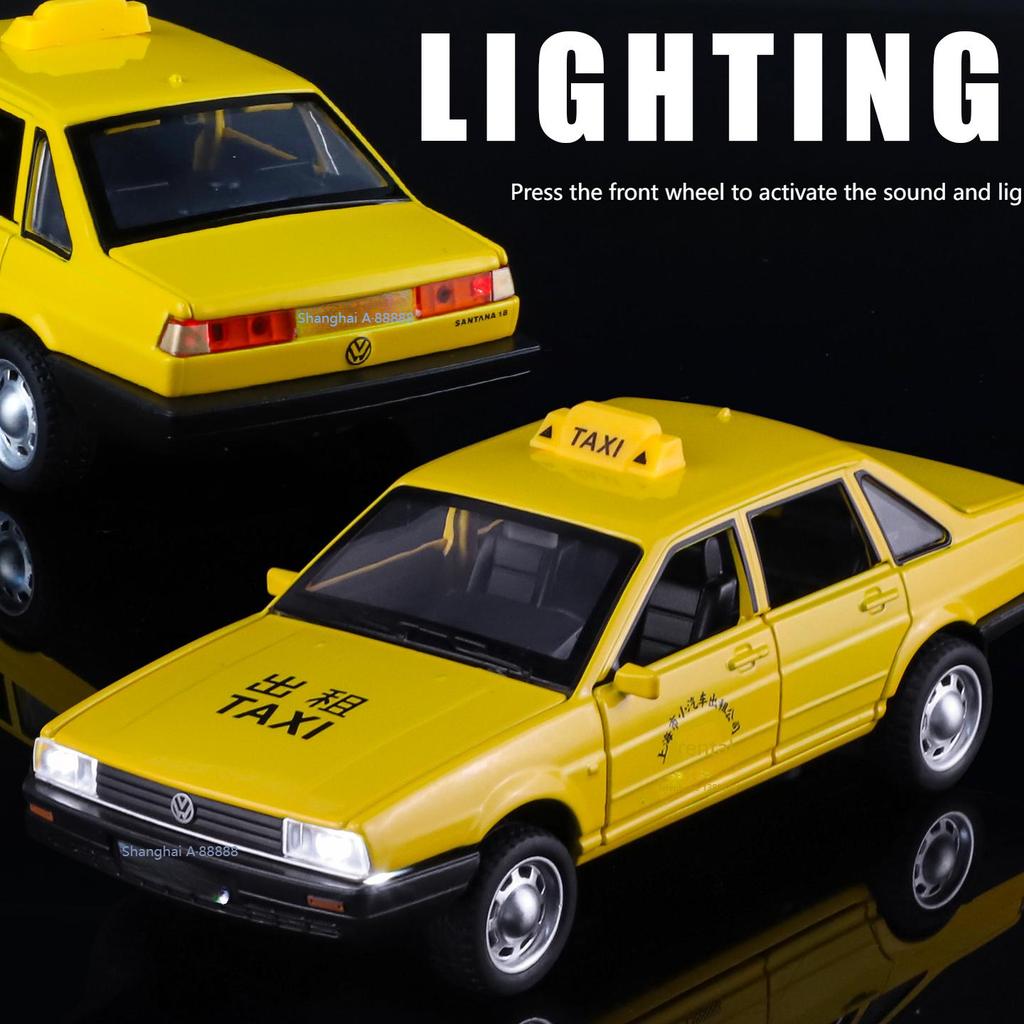 1/32 Volkswagen Santana Такси Металлическая Литая Модель Автомобиля Домашний Декор Коллекционные Предметы Миниатюрный Высокодетализированный Транспорт Праздничный Подарок