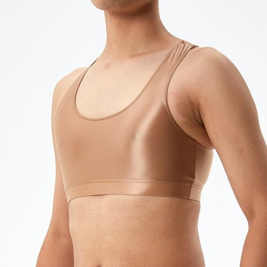 Мужской сексуальный глянцевый шелковистый жилет с круглым вырезом без рукавов, топы на бретельках, сплошной цвет, узкие топы с гладкой поверхностью