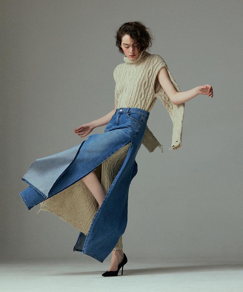 Meuameu Cable Destroyed Knit Dress