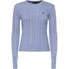 Polo Свитер с косами из хлопка с круглым вырезом Облегающий женский свитер 211971869-009