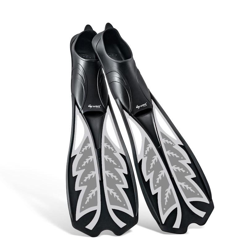 WAVE Long Snorkeling Fins Adults TPRPP Full-Foot Dive Flippers S/M/L Multiple Colors