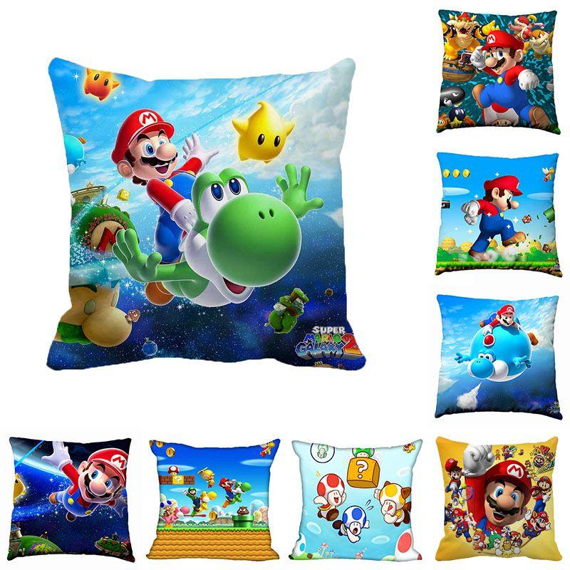 Чехол для подушки с персонажем Super Mario 17,7 дюйма на молнии Мягкий материал Домашний декор