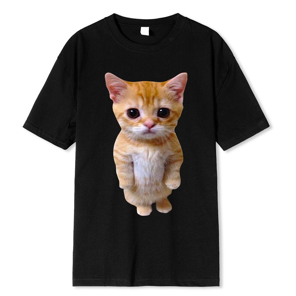 El Gato Meme Грустный плачущий кот Манчкин Китти Meme Трендовая графическая футболка Футболки с коротким рукавом Уличная одежда больших размеров