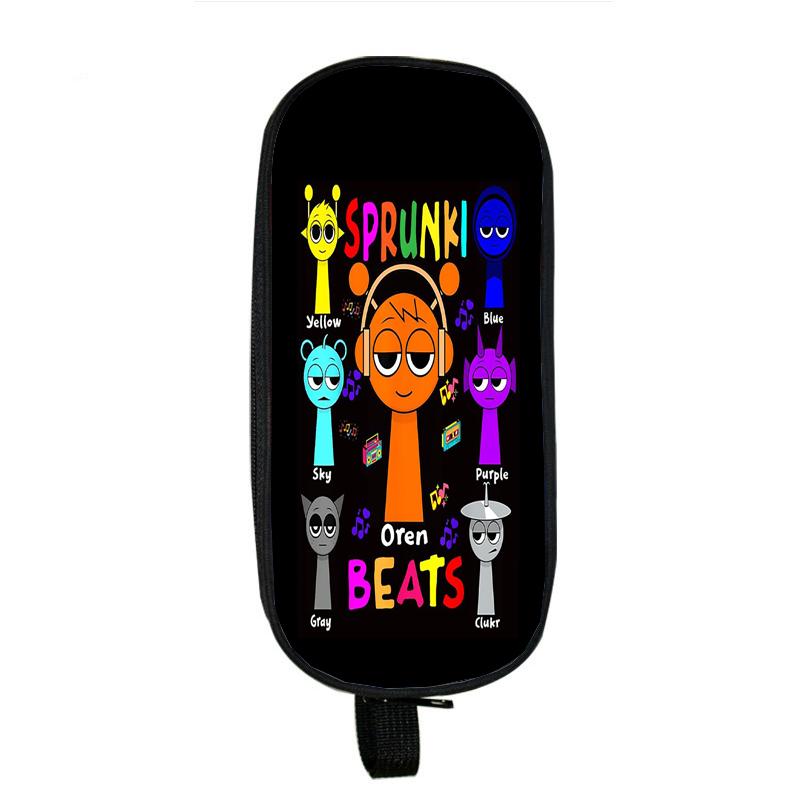 Пенал Sprunki Incredibox для студентов, двухслойный пенал для школьных принадлежностей с игрой в жанре ужасов, канцелярские принадлежности для детей, коробка для ручек