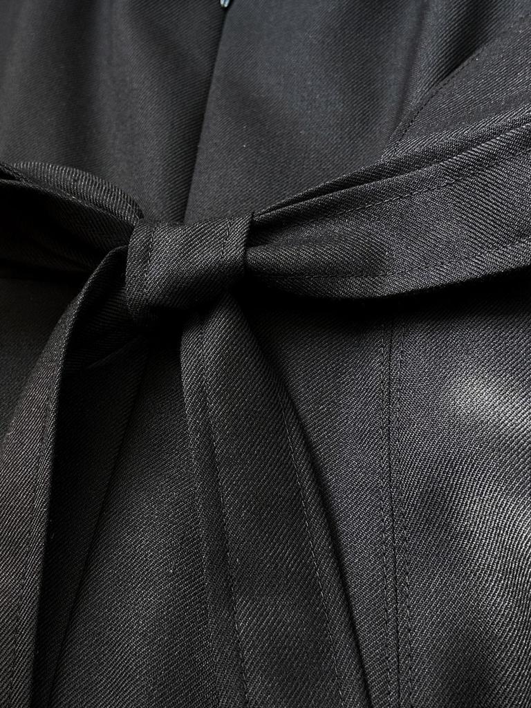 Elsiaillaendeu Odette Square Neck Wool Blended A-Line Dress (Black)