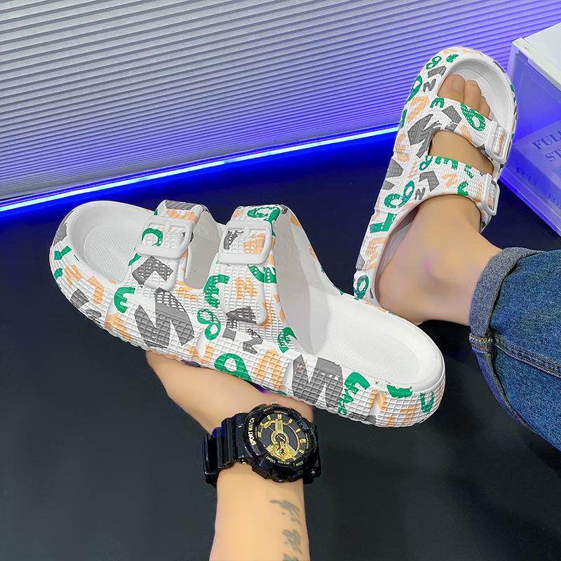 Летние мужские тапочки уличные мужские сандалии легкие мужские пляжные туфли мягкая подошва домашние тапочки для помещений нескользящие шлепанцы для ванной